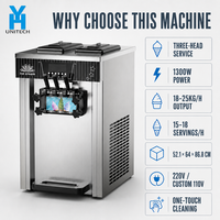 Machine à crème glacée commerciale ZB-BQL168, trois saveurs, machine à crème glacée molle avec panneau de commande numérique, 15 à 18 portions par heure