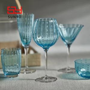 SUNYO Ensemble de verres <span class=keywords><strong>à</strong></span> <span class=keywords><strong>vin</strong></span> ballon de pluie Tasse en <span class=keywords><strong>verre</strong></span> bleu Bols en <span class=keywords><strong>verre</strong></span> <span class=keywords><strong>à</strong></span> condiments <span class=keywords><strong>à</strong></span> pois blancs <span class=keywords><strong>Verre</strong></span> <span class=keywords><strong>à</strong></span> <span class=keywords><strong>vin</strong></span> de couleur variée - Product Image 3