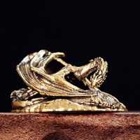 1 pièce Figurine de pterosaure antique en laiton, ornement de bureau, figurine de dinosaure rétro créative, figurine de thé