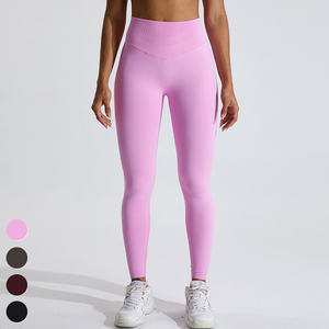 Custom <span class=keywords><strong>Peach</strong></span> Hip V-Arc Cintura Running Deportes Leggings Scrunch Butt Cintura alta Fitness Pantalones Leggings de yoga sin costuras para mujeres - Product Image 4