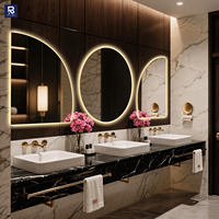 Miroir de salle de bain intelligent LED moderne en forme de demi-lune, miroir de vanité rétroéclairé en demi-cercle, miroir mural à commande tactile à intensité variable pour la décoration d'hôtel