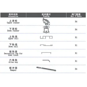 2400mm Wardrobe Sliding Door Double Track Soft Close Wardrobe Sliding Door System