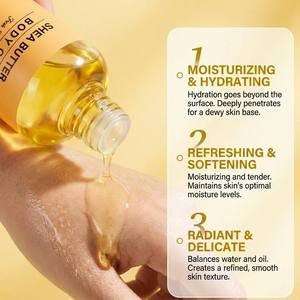 Huile corporelle au beurre de karité non raffiné, enrichie en vitamine E, hydratante, pour massage, éclat de la peau, réparation anti-vergetures, végane, marque privée, OEM - Product Image 2
