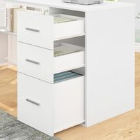 Bureau en L avec tiroirs à dossiers, bureau d'ordinateur en bois métallique d'angle réversible avec armoire de rangement