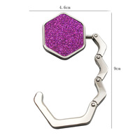 Meetee BB-090 9*4.6cm Crochets hexagonaux pliables portables en alliage de zinc à paillettes pour sac à suspendre sur le côté de la table, support de sac à main