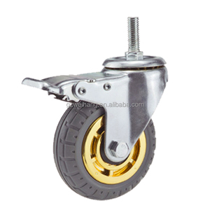 Plaque <span class=keywords><strong>de</strong></span> frein pivotante galvanisée <span class=keywords><strong>de</strong></span> 3, 4 et 5 pouces, capacité moyenne 120 kg, avec roue <span class=keywords><strong>de</strong></span> chariot à caoutchouc élastique et <span class=keywords><strong>bande</strong></span> <span class=keywords><strong>de</strong></span> <span class=keywords><strong>roulement</strong></span> antidérapante. - Product Image 4