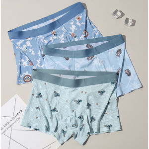 Sous-vêtements en tricot de soie glacée pour hommes, caleçon d'été imprimé à la mode, respirant, sans couture, logo personnalisé, vente en gros de caleçons pour hommes - Product Image 1