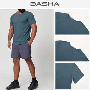 Camiseta Deportiva Casual de Manga Corta para Hombre, Cuello Redondo, Suave al Tacto, de Secado Rápido, Ideal para Baloncesto y Tenis, Marca <span class=keywords><strong>BASHA</strong></span>, Gran Venta - Product Image 2