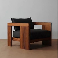 Ensemble de canapés en bois massif nordique pour maison d'hôtes et villa, canapé double en bois naturel pour deux personnes, canapé droit avec dossier en bois massif