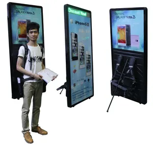 Fabricante Personalizado Vertical Ajustável Quadro De Alumínio Aberto Bateria Powered Mochila Billboard Digital Walking Backlit Light Box