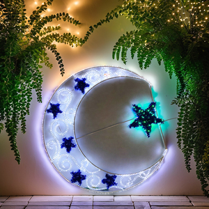 Lễ Hội năm mới lễ kỷ niệm ramadan Đèn mặt trăng và ngôi sao lớn stong khung sắt IP65 không thấm nước 3D LED ramadan Motif ánh sáng - Product Image 1