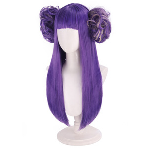 Peluca de cosplay <span class=keywords><strong>Fate</strong></span>/<span class=keywords><strong>Grand</strong></span> <span class=keywords><strong>Order</strong></span>, moño grande morado, resistente a altas temperaturas, sin encaje - Product Image 4