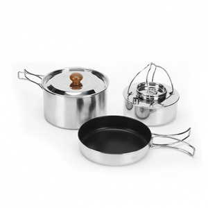 Ensemble d'ustensiles de cuisine de camping pliables en acier inoxydable antiadhésif pour l'extérieur, 3 pièces WP601 - Product Image 5