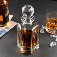 Decantador de Vino de Cristal Transparente de Lujo Moderno con Tapón de Diamante, Capacidad de 800 ml, Grabado de Logotipo Personalizado, Regalos Empresariales para Fiestas
