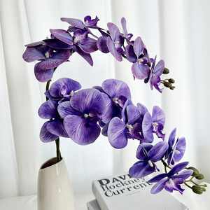 Orchidée Phalaenopsis Artificielle en Vinyle Souple 3D Suzume II, 9 Têtes, Décoration de Bureau Intérieure, Composition Florale Faite à la Main - Product Image 1