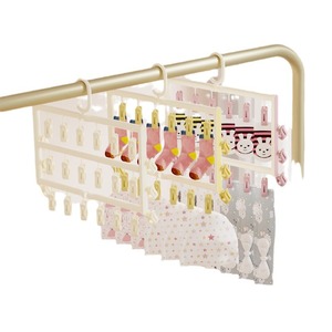 Multi Functional Sock Drying <b>Clips</b> 24 Pcs Double <b>Hook</b> Cream White For Baby Clothes Home Use - Product Image 5
