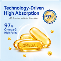 Gélules d'huile de poisson RTG naturelle et durable à 97 % de pureté, antioxydant pour adultes, en stock, supplément d'Oméga-3 EPA DHA 1400 mg