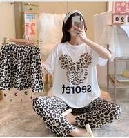Conjunto de pijamas de tres piezas para mujer, pantalones cortos de manga corta, ropa de casa, ropa de dormir, Camiseta de cuello redondo, pijamas de dibujos animados de verano