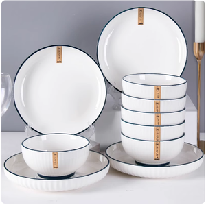 Trắng nổi sứ cổ điển Bộ đồ ăn đặt cho nhà hàng sử dụng Salad & súp Bát máy rửa chén & lò vi sóng an toàn - Product Image 3