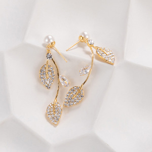 Pendientes de Perlas con Forma de Hoja Cuadrada y Borlas, con Incrustaciones de Circonia, Chapados en Oro de 18K, para Bodas, Mujeres, Grado AAA, Engaste de Bisel - Product Image 4