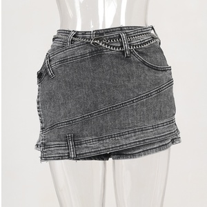 Bettergirl Wholesale New Asymmetrical Gray <strong>Culottes</strong> De Femmes Casual Jean <strong>Short</strong> Denim <strong>Shorts</strong> for Women - Product Image 6