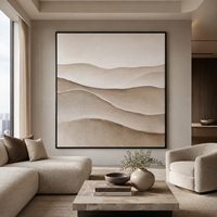 Peinture abstraite texturée beige Wabi Sabi, dune de sable, art mural minimaliste sur toile pour la décoration de l'hôtel, de la villa, du salon