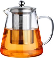 Théière en verre à haute teneur en borosilicate avec infuseur amovible en acier inoxydable