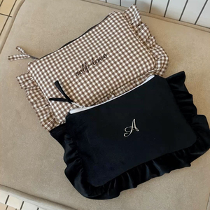 2026 New Personalized Logo Printed Cotton Embroidered <strong>Velvet</strong> Beauty Case Cotton Waffle <strong>Make</strong> <strong>up</strong> <strong>Bag</strong> with Customize Logo - Product Image 6