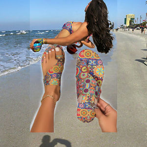 Sandales d'été 2025 pour femmes grandes tailles, style romain, respirantes, à pince d'orteil, à enfiler, couleurs mélangées, tige <span class=keywords><strong>en</strong></span> PU, semelle <span class=keywords><strong>en</strong></span> caoutchouc, tendance mode - Product Image 5