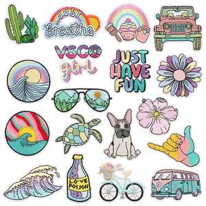 Iron on Computer Embroidery Beach Vocation Style Wave Tortoise Sun Glass Bus Patch - Product Image 1