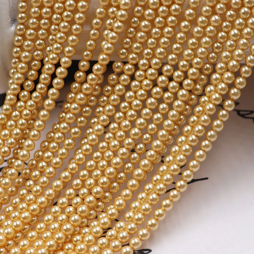 Perles de cristal en or de 2mm perles de verre rondes blanches pour anneau décoratif de bricolage pour accessoires de bijoux perles de lampe en vrac