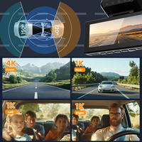 Caméra de tableau de bord 4K+1K+1K+1K 3 pouces 360 degrés pour voiture avec WiFi, GPS, surveillance de stationnement 24h/24, 4 objectifs, enregistreur vidéo 4K, contrôle par application, installation filaire