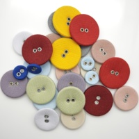 En stock, boutons recouverts de tissu sergé de qualité supérieure à 2 trous avec œillets métalliques, boutons plats à coudre de couleurs assorties pour vêtements de mode