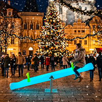 Balançoire interactive double pour enfants, lumineuse à LED, pour l'extérieur, à énergie solaire, colorée, télécommandée, IP54