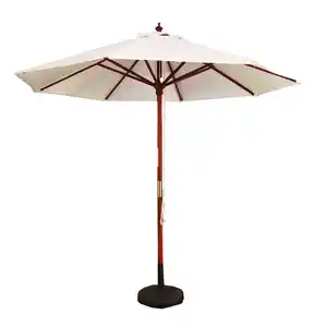 Gepersonaliseerd Logo 3M Houten Patio Tuin Parasol Zon Strand Parasol Parasol Voor Buiten