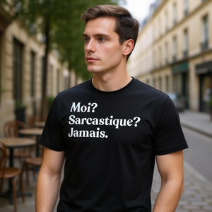 Camiseta Moi Sarcasque Jamais francesa negra para hombre talla mediana - Product Image 3