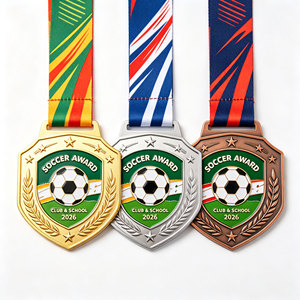 Médailles de football personnalisées en gros pour clubs et écoles – Récompenses sportives en alliage de zinc de haute qualité, électroplaquées et moulées, avec ruban personnalisé - Product Image 1