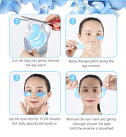 Masques en gel pour les yeux en cristal de collagène bleu en gros, marque privée, anti-rides, anti-âge, avec hydratant nourrissant