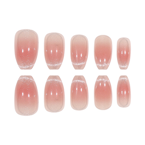 Temooi <span class=keywords><strong>Faux</strong></span> ongles avec de la colle de couleur rose avec de la poudre de paillettes pour les filles du fournisseur d'ongles d'origine - Product Image 4