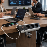 Solution de charge rapide Office Desk Edge Prise Usb Prise de courant montée sur pince de bureau