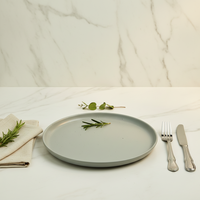 Service de table en céramique de luxe moderne |   Ensemble de 4 assiettes et bols gris |   Utilisation en hôtel et restaurant, compatible micro-ondes, résistant à la chaleur