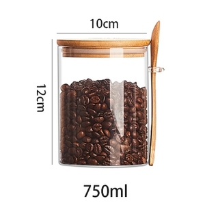 Nouveau design minimaliste scellé avec cuillère en bois et couvercle pour bocal en verre carré pot en verre de stockage de cuisine assaisonnement à la peau d'orange - Product Image 5