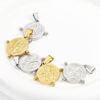 Pendentifs ronds en acier inoxydable à motif Vierge Marie, soudés, double face, style Hip-hop Punk, pour colliers ou chaînes de pull