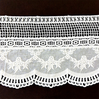 Dentelle ajourée en coton brodée à motif floral, motif grandes vagues, 17 cm, pour ourlet de nappe, de rideau et vêtements pour femmes