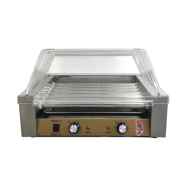 Commercial 7 Roller Hot Dog Machine PC Cover Electric Sausage Grill Stainless Steel for Convenience Store Street Vending Food