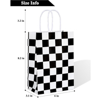 Sacs cadeaux à carreaux noirs et blancs, sacs à friandises style course, sacs réutilisables pour fêtes sur le thème des voitures de course avec poignées robustes