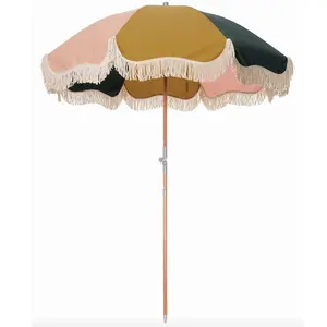 Оригинальные пляжные зонты 7-8 футов с бахромой из натурального дерева