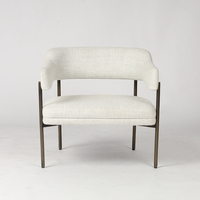 Fauteuil d'appoint moderne en tissu avec éponge haute densité et pieds en métal, mobilier de maison rembourré, vente en gros usine nordique