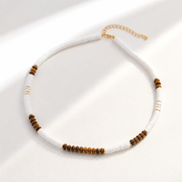 Ensemble de bijoux, style Meh Lad, collier et boucles d'oreilles en perles baroques, coquillages et œil de tigre, accessoires de mode pour femmes