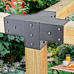 Support d'angle à Angle droit à 4 voies en acier inoxydable avec vis pour support de Pergola à faisceaux de <span class=keywords><strong>bois</strong></span> 4*4 - Product Image 3